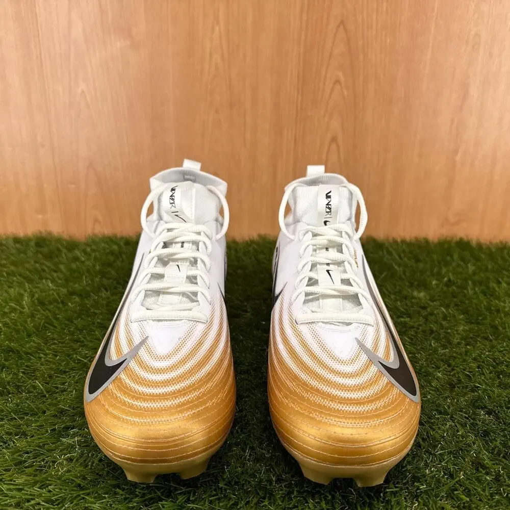 Nike Zoom Air Vapor Pro 1 White Metallic Gold Football Cleats FB3298-103 Sz 9.5